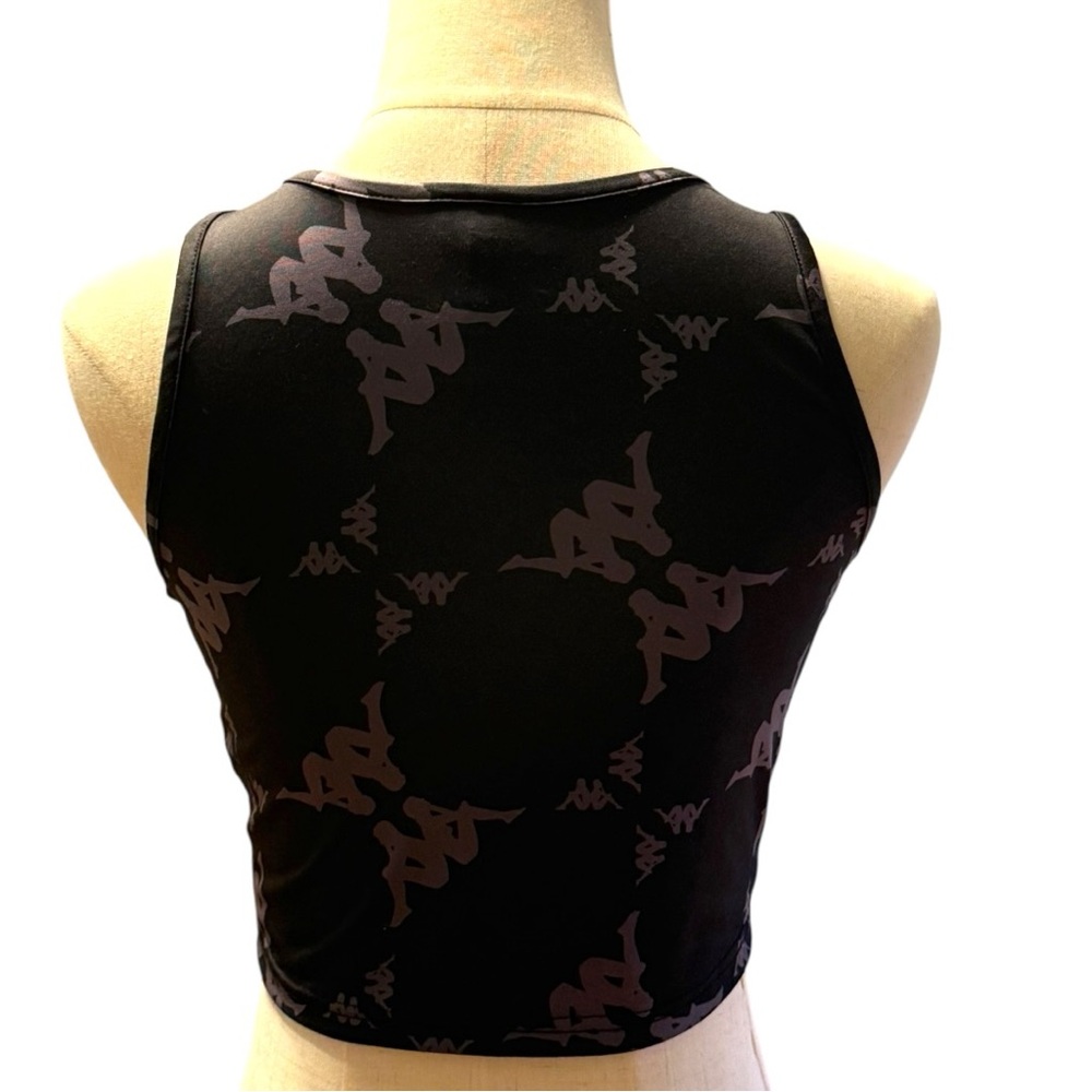 Kappa Black Logo Print Crop Tank Top Women’s Medium Y2K Streetwear - Picture 3 of 8